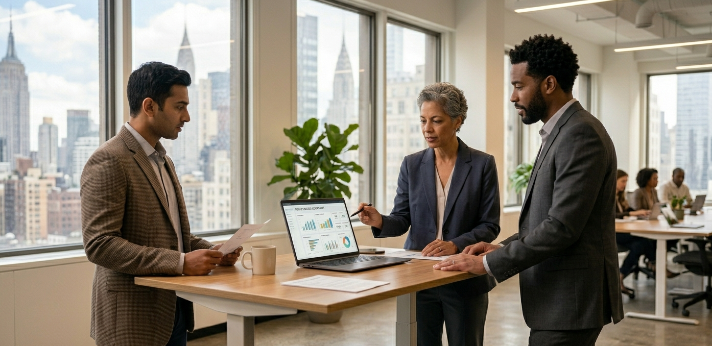 Executive HR leader collaborating with an organization's team